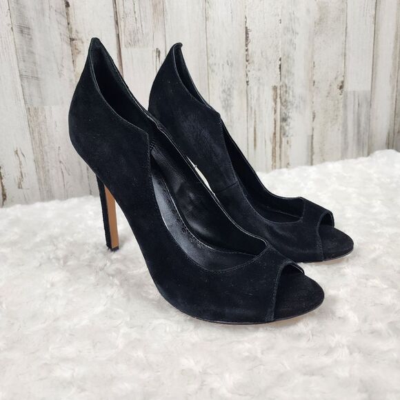 Dolce Vita Isabel Suede Open Toe Stiletto Heels Black Size 9 - Picture 1 of 8